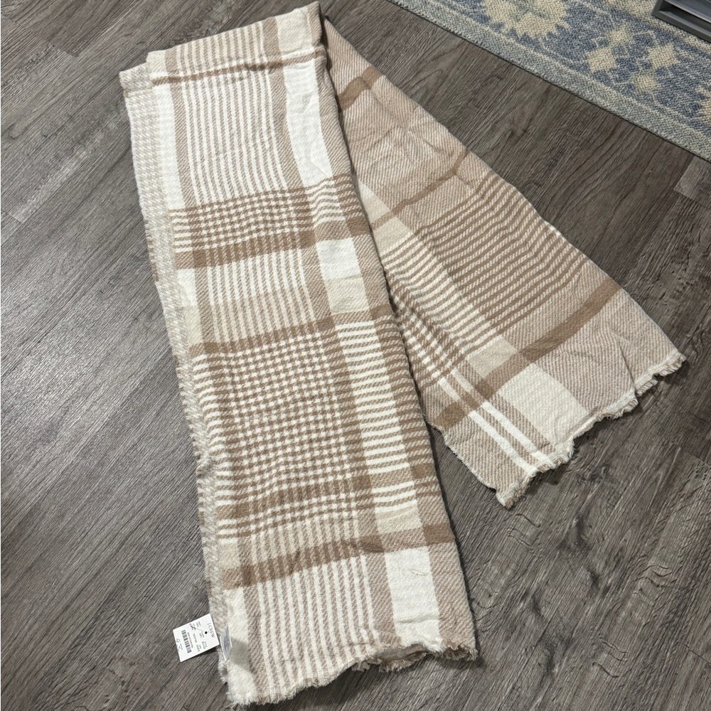 J. Crew Beige and Cream Plaid Scarf